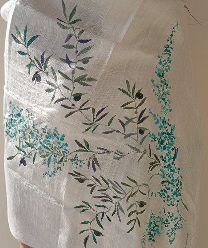  Hand painted silk cashmere scarf-image2-954