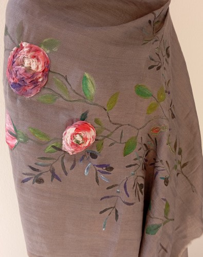 Hand painted silk cashmere scarf-image2-957