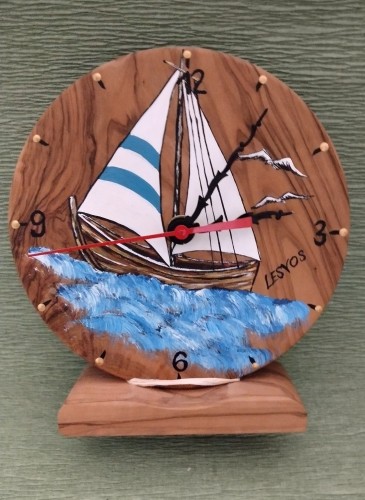 Round table Clock painted with a boat -image2-512