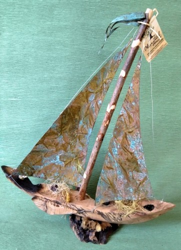 Καράβι Ιστιοφόρο με πανιά από οξειδωμένο μπρούτζο -image2-858