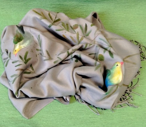 Hand -painted Cashmere Scarf -image2-825