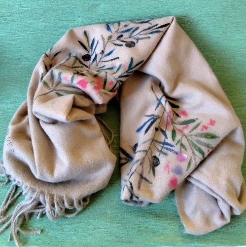 Kashmir scarf, very warm, Handpainted-image2-907