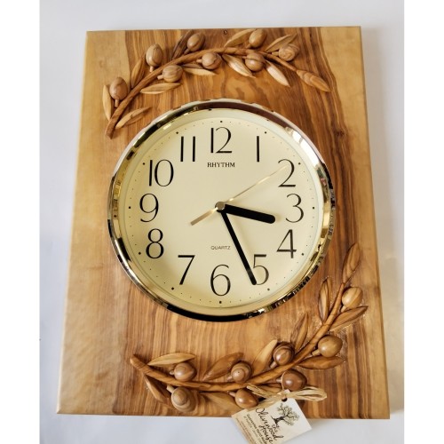 Beautiful handmade clock, made of olive wood with branches -image2-1045