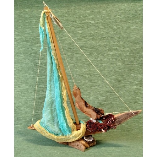 Καράβι Ιστιοφόρο με πανί τιρκουάζ και κίτρινο από γάζα -image2-726