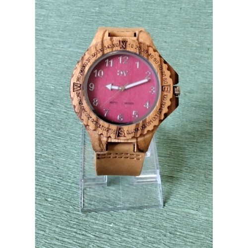 Ρολόι ξύλινο με δερμάτινο λουράκι -image2-916