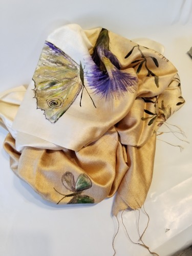Hand-painted gradient silk scarf -image2-826