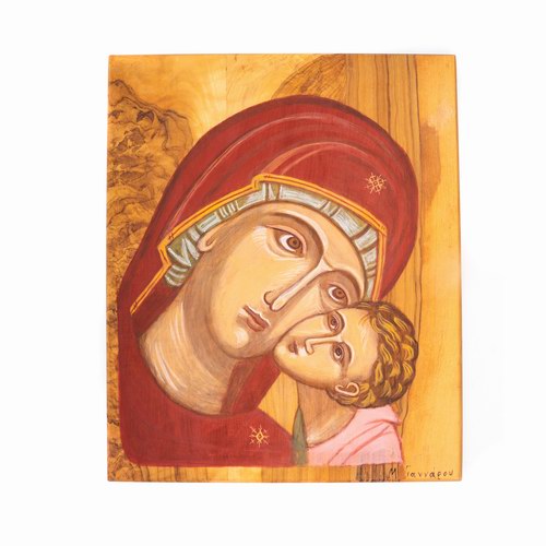 Picture With Virgn Mary & Jesus Painted On Olive Wood-image2-291
