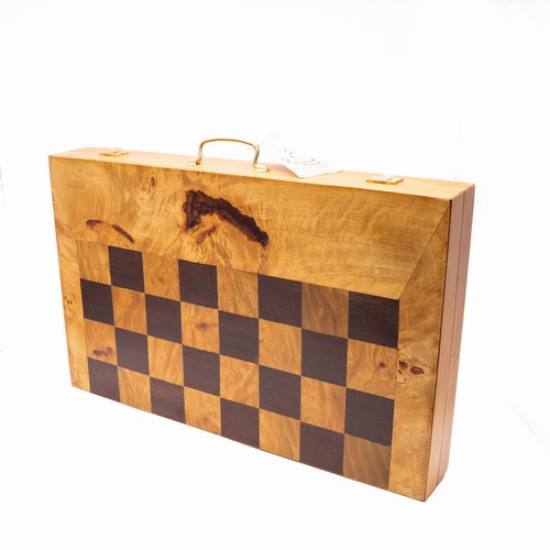 Handcrafted Suitcase Backgammon - Chess